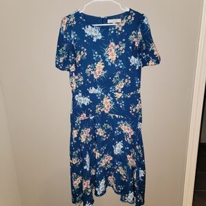 LOFT Teal Floral Dress